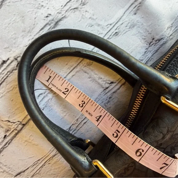 Michael Kors BEDFORD Small Satchel MK Monogram Jacquard Black Y2k Tote Logo - Picture 3 of 16